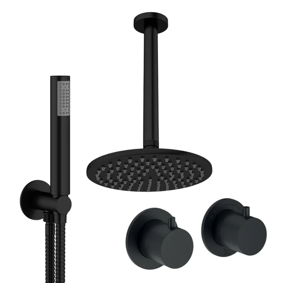 Crosswater Module Shower Set 1 Matt Black 200mm Ceiling Mounted product image - Image 1