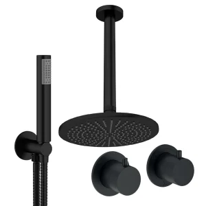 Crosswater Module Shower Set 1 Matt Black 300mm Ceiling Mounted