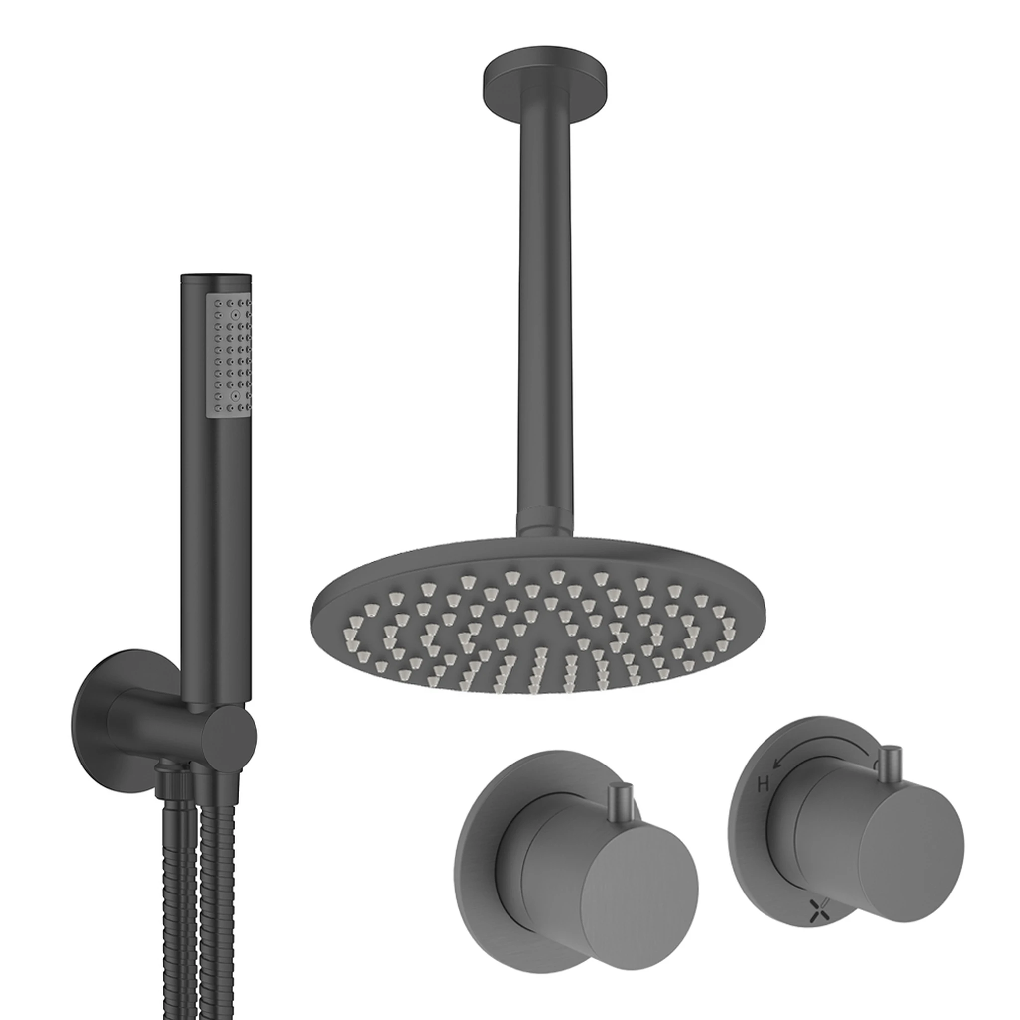 Crosswater Module Shower Set 1 Slate 200mm Ceiling Mounted