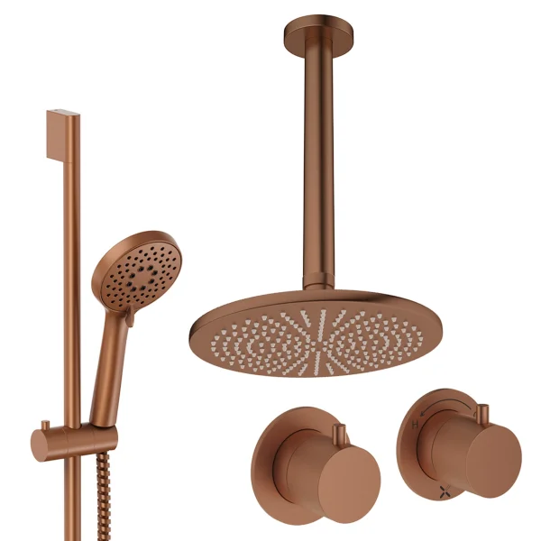 Crosswater Module Shower Set 2 Brushed Bronze 300mm Ceiling Mounted