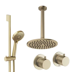 Crosswater Module Shower Set 2 Brushed Brass 200mm Ceiling Mounted