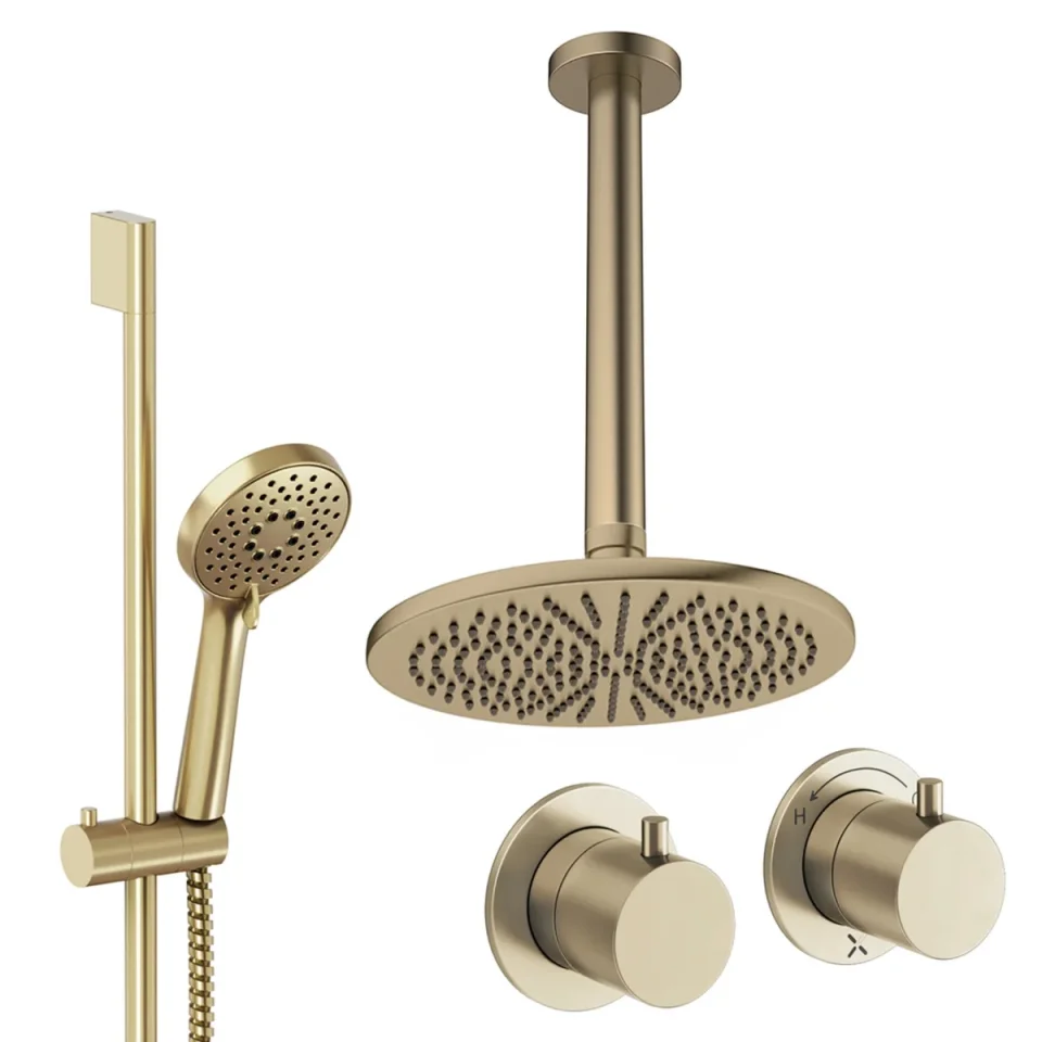 Crosswater Module Shower Set 2 Brushed Brass 300mm Ceiling Mounted product image - Image 1