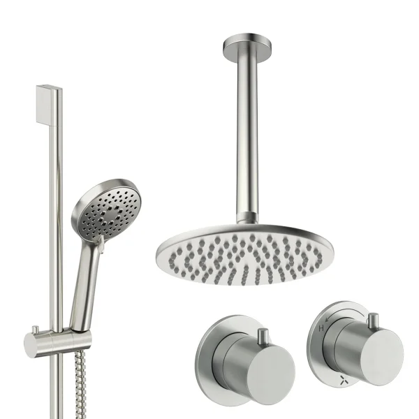Crosswater Module Shower Set 2 Brushed Nickel 200mm Ceiling Mounted