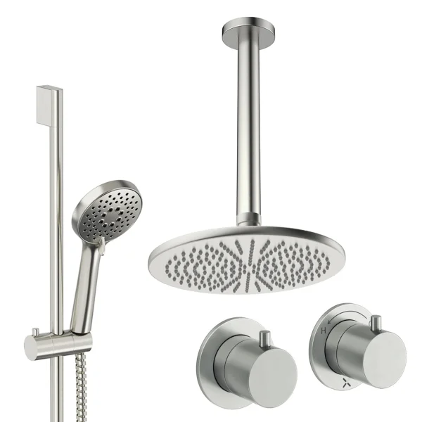 Crosswater Module Shower Set 2 Brushed Nickel 300mm Ceiling Mounted