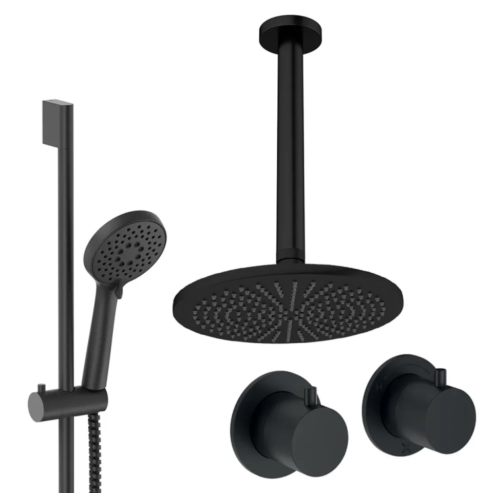 Crosswater Module Shower Set 2 Matt Black 300mm Ceiling Mounted product image - Image 1