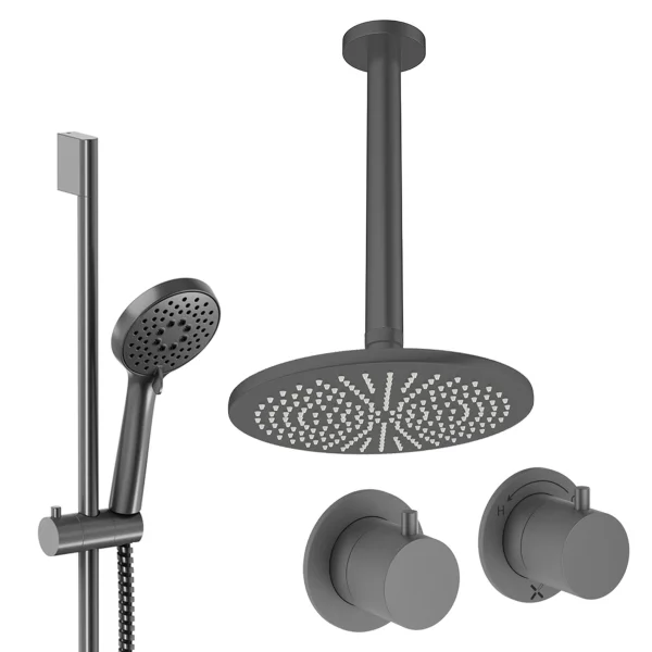 Crosswater Module Shower Set 2 Slate 300mm Ceiling Mounted