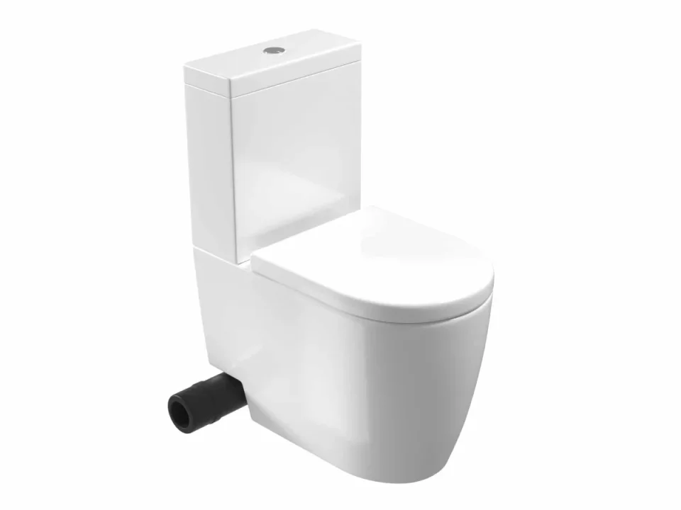Saneux Uni Close Coupled Left Hand Soil Exit Wc Pan - Rimless detail view - Image 9