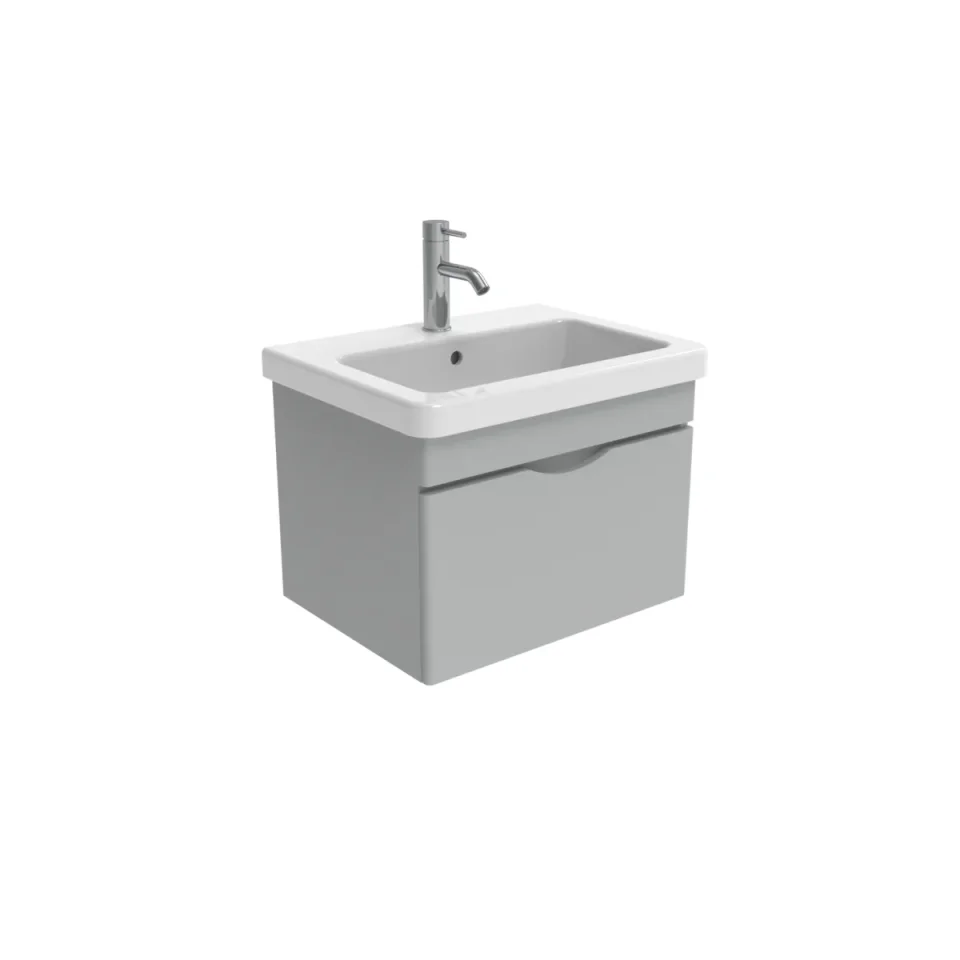 Saneux Indigo 60cm 1 Drawer Wall Mounted Unit - Dove Grey detail view - Image 2