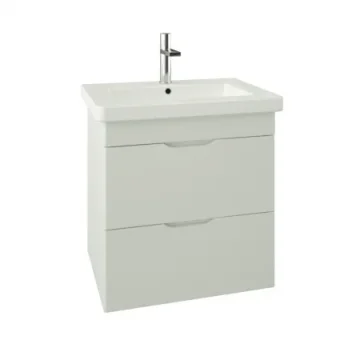 Saneux Indigo 60cm 2 Drawer Wall Mounted Unit - Gloss White detail view - Image 2