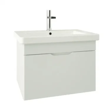 Saneux Indigo 60cm 1 Drawer Wall Mounted Unit - Gloss White detail view - Image 2