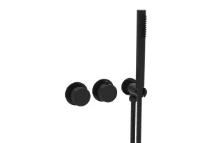 Saneux Cos 2 Way Thermostatic Shower Ring Valve Kit - W/ Fluted Handle & Handset - Portrait & Landscape - Satin Black