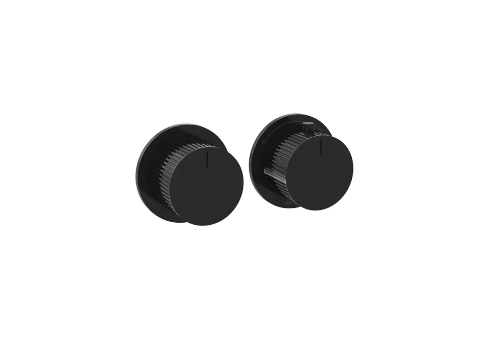 Saneux Cos 2 Way Thermostatic Shower Ring Valve Kit - W/ Fluted Handle - Portrait & Landscape - Satin Black product image - Image 1