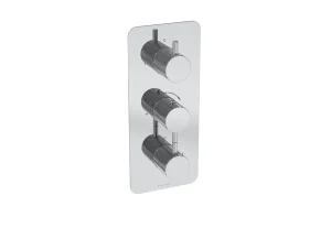 Saneux Cos 2 Way 3 Handle Thermostatic Shower Valve Kit - W/ Knurled Handle - Portrait - Chrome