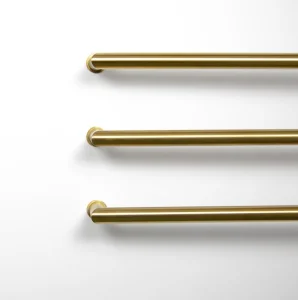 Thermosphere 12v Heated Towel Bar Single Round 500mm Brushed Brass