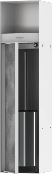 Hansgrohe Xtrastoris Rock Recessed Toilet Brush Holder With Toilet Paper Holder And Tileable Door Matt White
