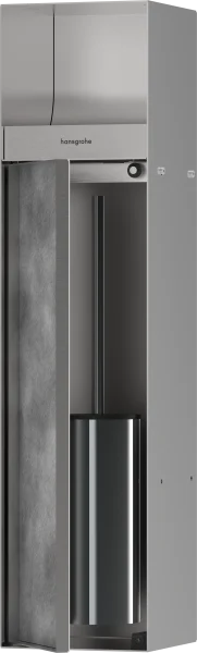 Hansgrohe Xtrastoris Rock Recessed Toilet Brush Holder With Toilet Paper Holder And Tileable Door Brushed Stainless Steel