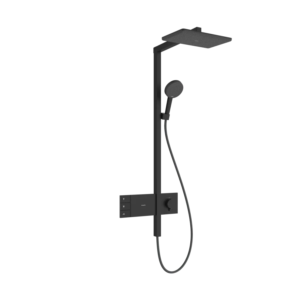 Hansgrohe Raindance Alive Q Showerpipes With Thermostatic Mixer 1170 X 350 X 180mm Black - Matt product image - Image 1