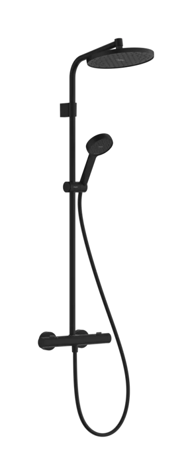 Hansgrohe Activera S Showerpipes With Thermostatic Mixer 1080 X 355 X 100mm Black - Matt product image - Image 1