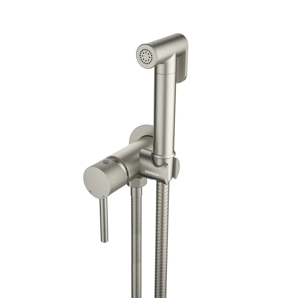 Saneux Cos Douche Kit With Knurled Handle - Brushed Nickel