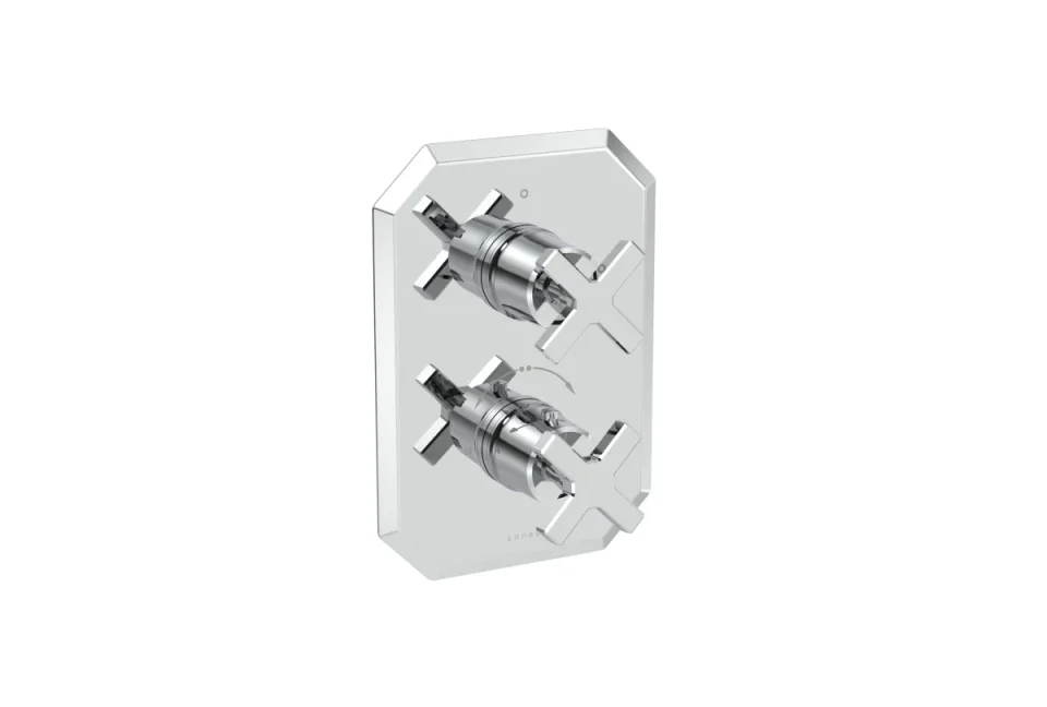 Saneux Cromwell 1 Way Thermostatic Shower Valve Kit With Cross Handles - Chrome product image - Image 6