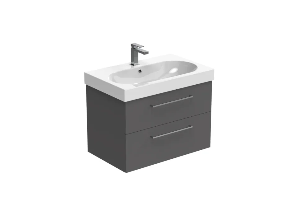 Saneux Austen 72cm 2 Drawer Wall Mounted Unit - Matte Iron Grey product image - Image 4