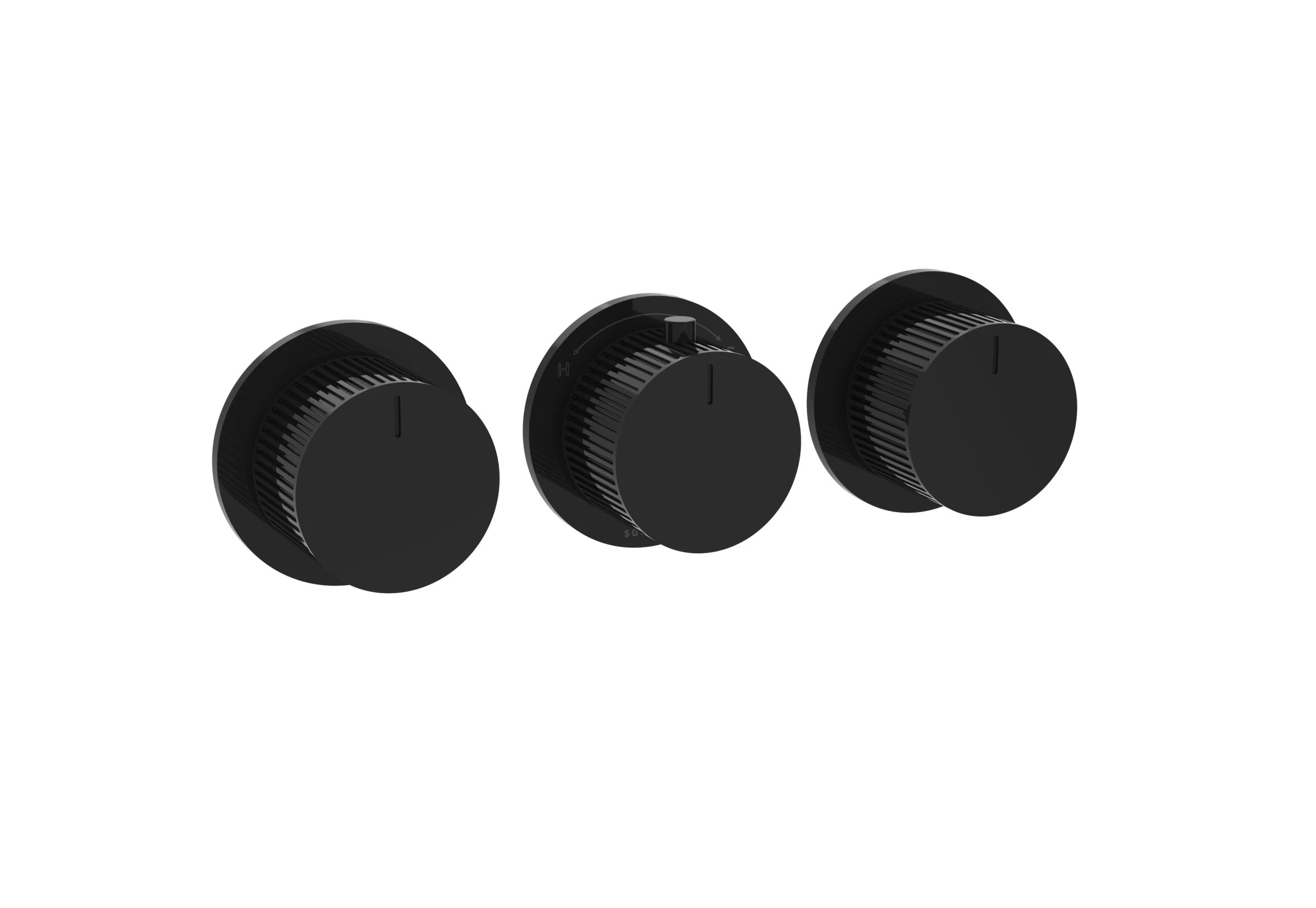 Saneux Cos 3 Way Thermostatic Shower Ring Valve Kit - W/ Fluted Handle - Portrait & Landscape - Satin Black