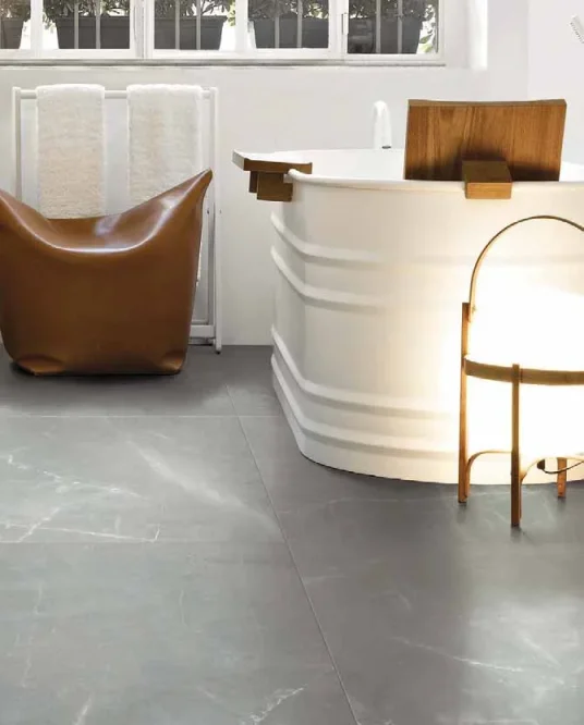 European Tiles Time Amani Grey 60X60 Gloss Porcelain Rectified Tile detail view - Image 2