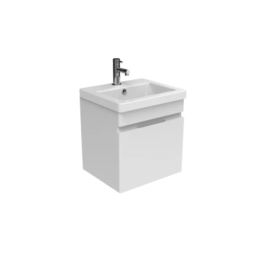 Saneux Air 40cm 1 Door Wall Mounted Unit - Gloss White detail view - Image 2