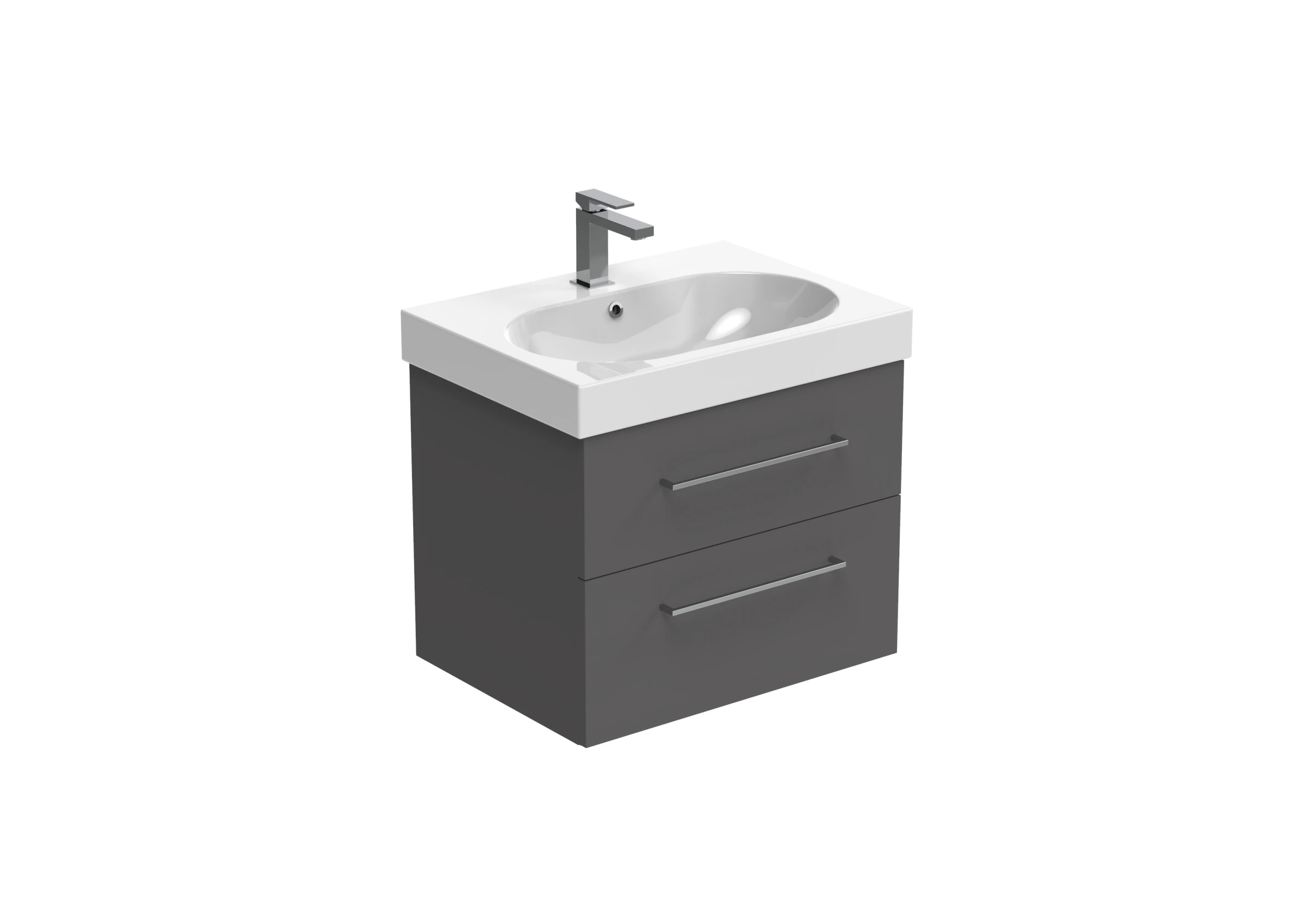 Saneux Austen 60cm 2 Drawer Wall Mounted Unit - Matte Iron Grey