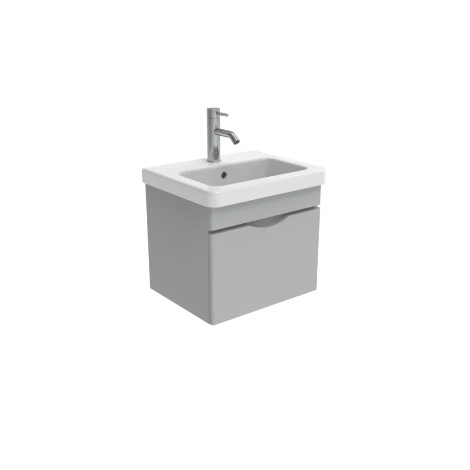 Saneux Indigo 50cm 1 Drawer Wall Mounted Unit - Dove Grey product image - Image 3