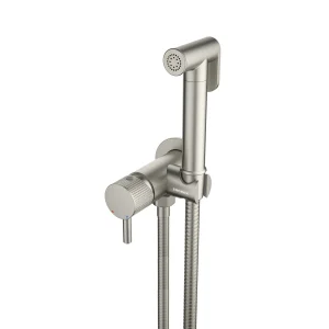 Saneux Cos Douche Kit With Fluted Handle - Brushed Nickel