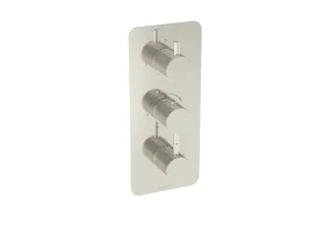 Saneux Cos 2 Way 3 Handle Thermostatic Shower Valve Kit - W/ Knurled Handle - Portrait - Brushed Nickel (pvd)
