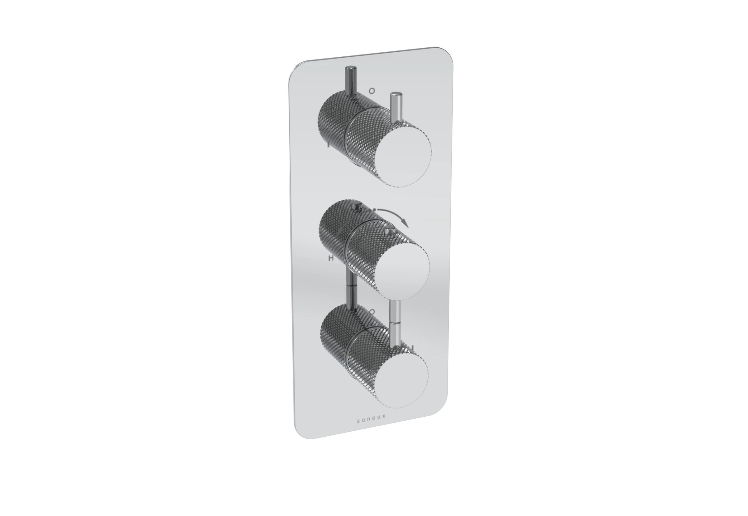 Saneux Cos 3 Way Thermostatic Shower Valve Kit - W/ Knurled Handle - Portrait - Chrome