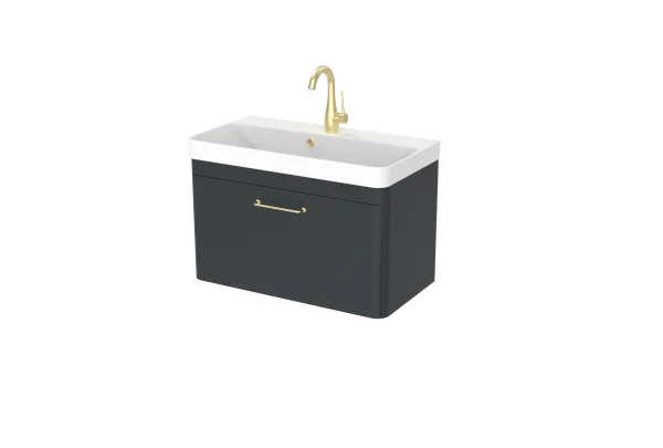 Saneux Hyde 70cm 1 Drawer Wall Mounted Unit - Matte Anthracite