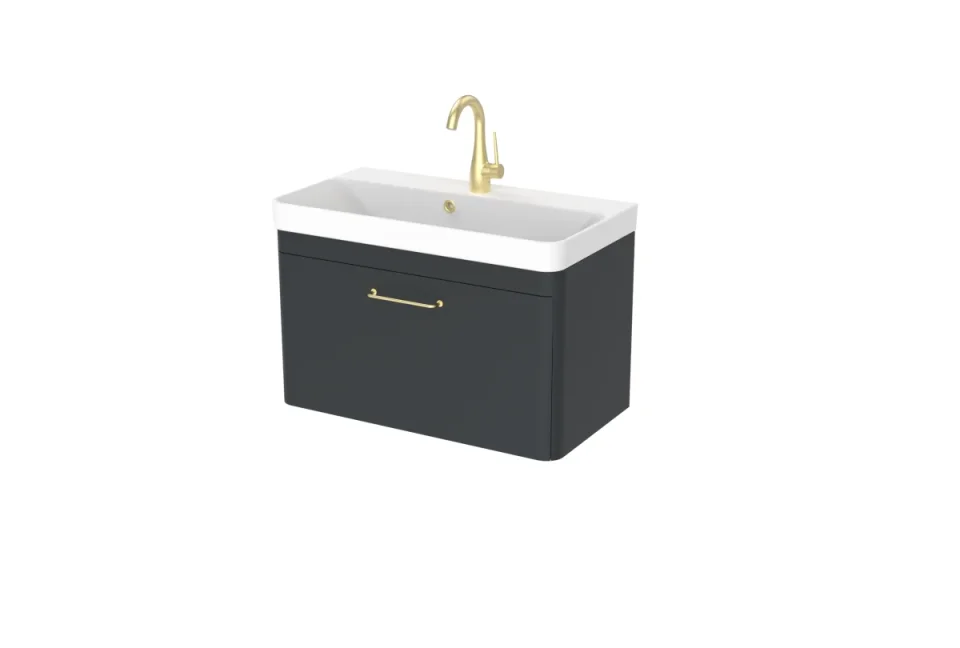 Saneux Hyde 70cm 1 Drawer Wall Mounted Unit - Matte Anthracite product image - Image 1