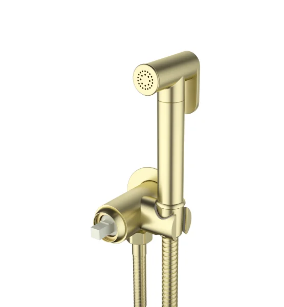 Saneux Cos Douche Body, Handspray & 80cm Hose - Brushed Brass