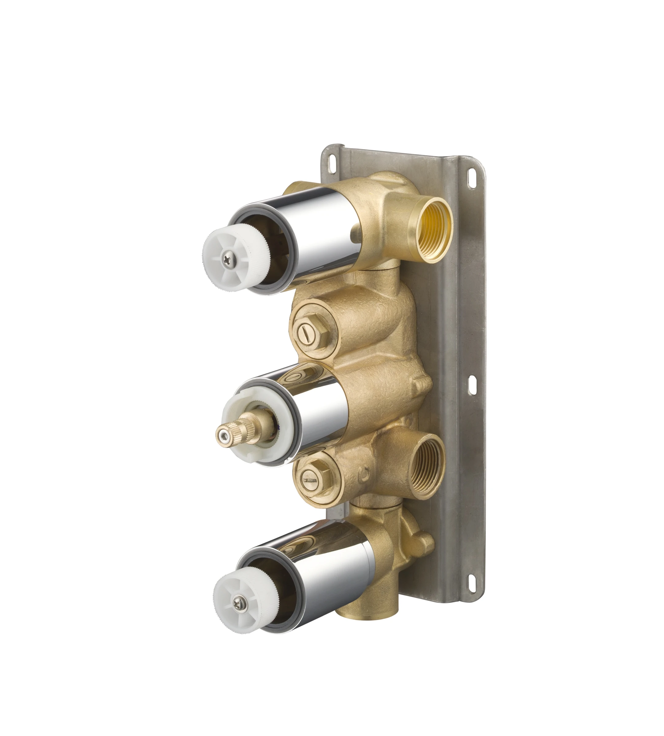 Saneux Thermostatic Valve Body With 3 Outlets & 3 Holes - Brass