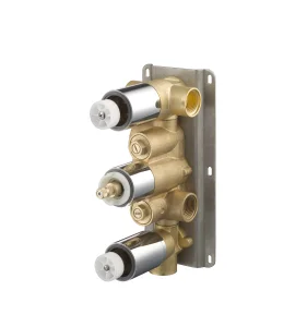 Saneux Thermostatic Valve Body With 3 Outlets & 3 Holes - Brass