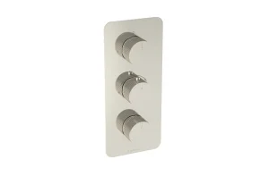 Saneux Cos 3 Way Thermostatic Shower Valve Kit - W/ Fluted Handle - Portrait - Brushed Nickel (pvd)
