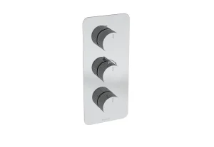 Saneux Cos 3 Way Thermostatic Shower Valve Kit - W/ Fluted Handle - Portrait - Chrome