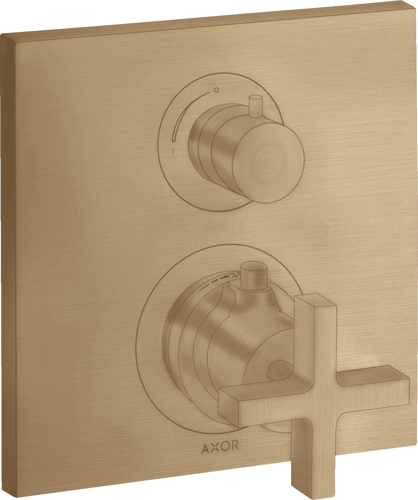Axor Citterio Thermostatic Mixer For Concealed Installation With Shut-off Valve And Cross Handle Brushed Bronze