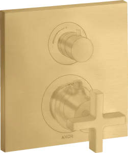 Axor Citterio Thermostatic Mixer For Concealed Installation With Shut-off Valve And Cross Handle Brushed Gold Optic