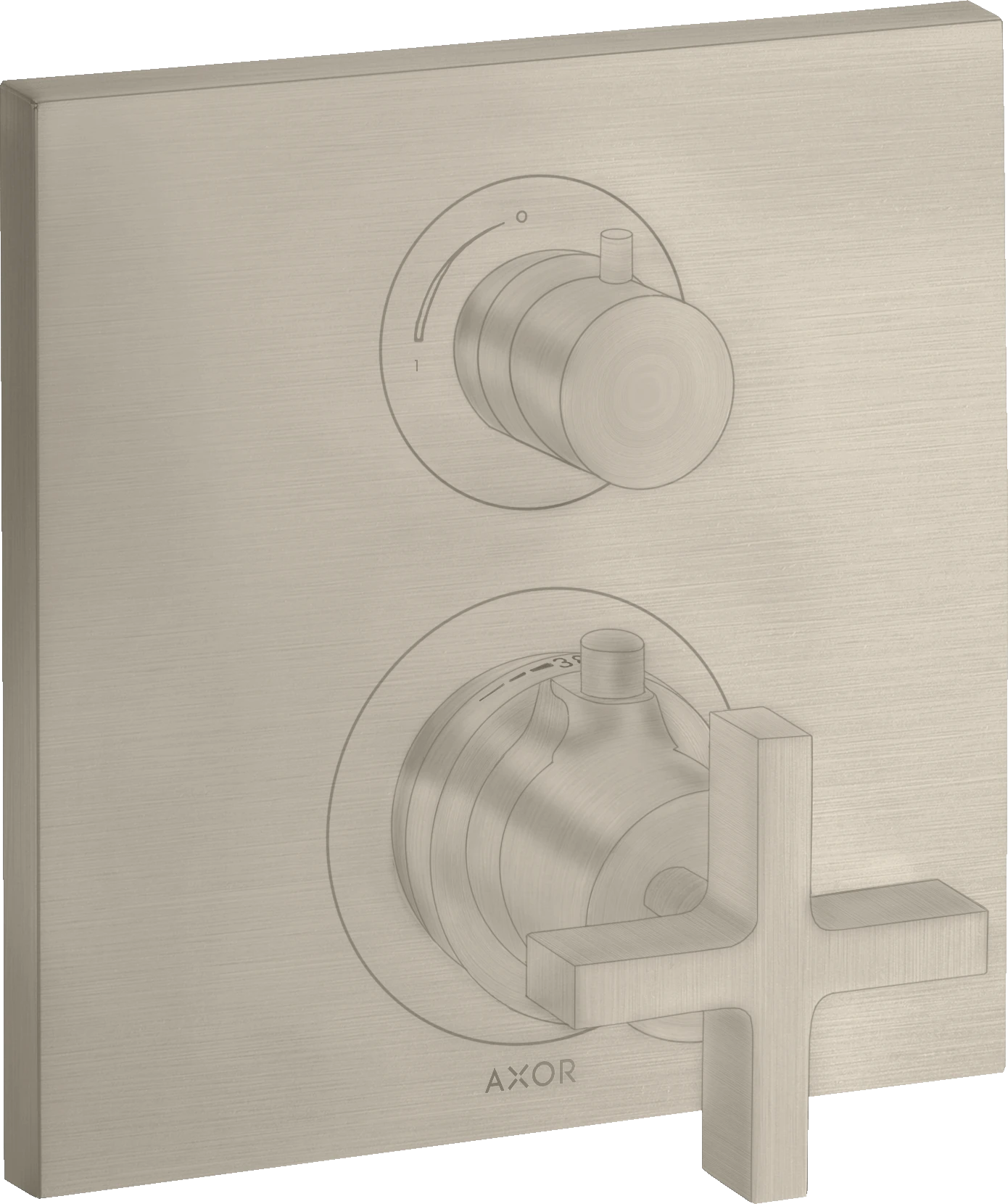 Axor Citterio Thermostatic Mixer For Concealed Installation With Shut-off Valve And Cross Handle Brushed Nickel