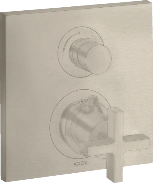 Axor Citterio Thermostatic Mixer For Concealed Installation With Shut-off Valve And Cross Handle Brushed Nickel