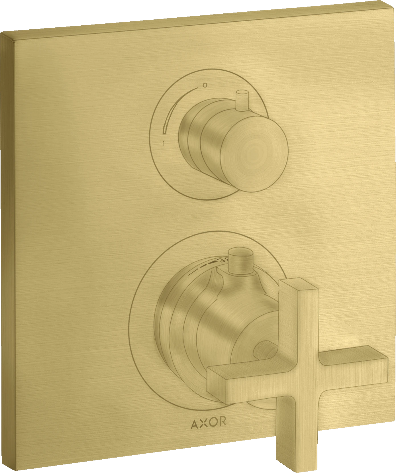Axor Citterio Thermostatic Mixer For Concealed Installation With Shut-off Valve And Cross Handle Brushed Brass