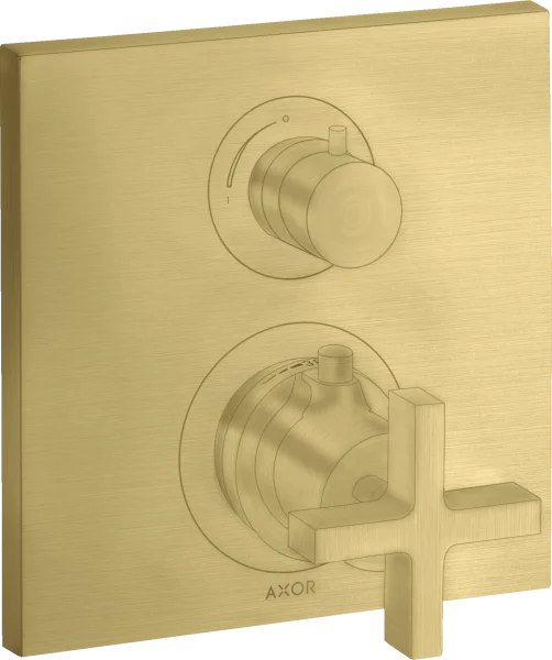Axor Citterio Thermostatic Mixer For Concealed Installation With Shut-off Valve And Cross Handle Brushed Brass