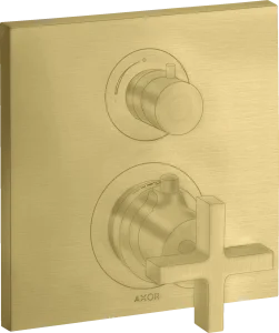 Axor Citterio Thermostatic Mixer For Concealed Installation With Shut-off Valve And Cross Handle Brushed Brass