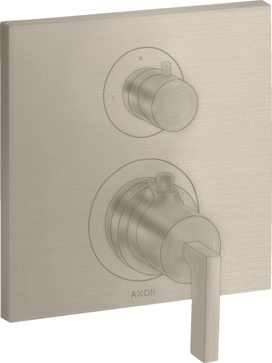Axor Citterio Thermostatic Mixer For Concealed Installation With Shut-off / Diverter Valve And Lever Handle Brushed Nickel