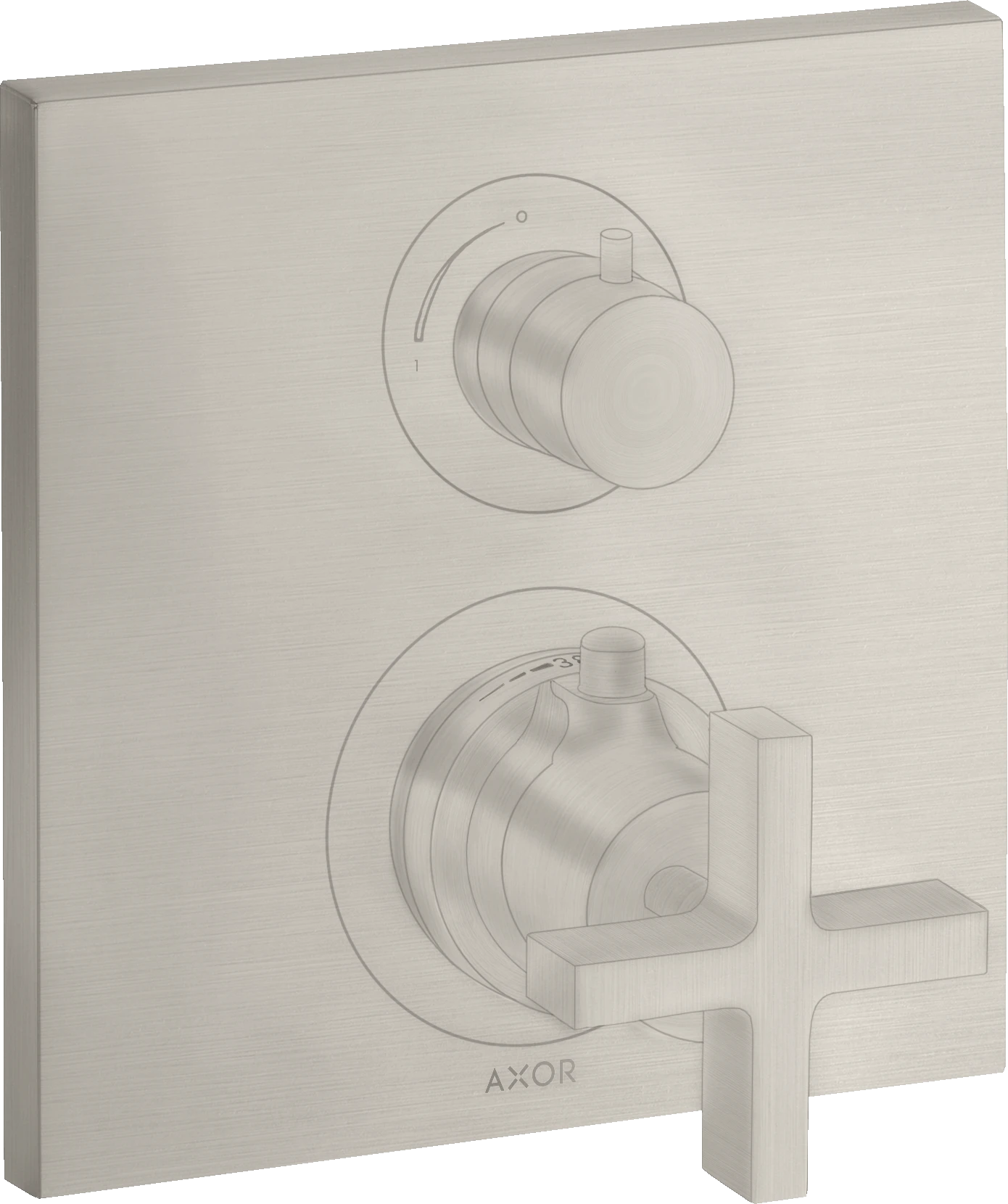 Axor Citterio Thermostatic Mixer For Concealed Installation With Shut-off / Diverter Valve And Cross Handle Stainless Steel Optic