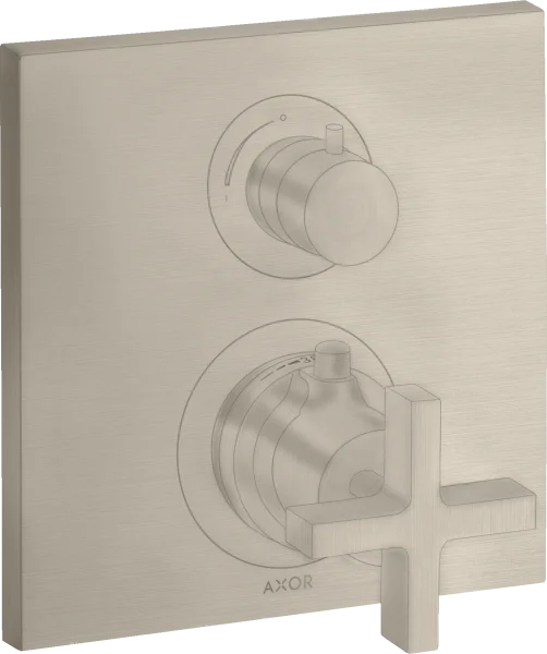 Axor Citterio Thermostatic Mixer For Concealed Installation With Shut-off / Diverter Valve And Cross Handle Brushed Nickel